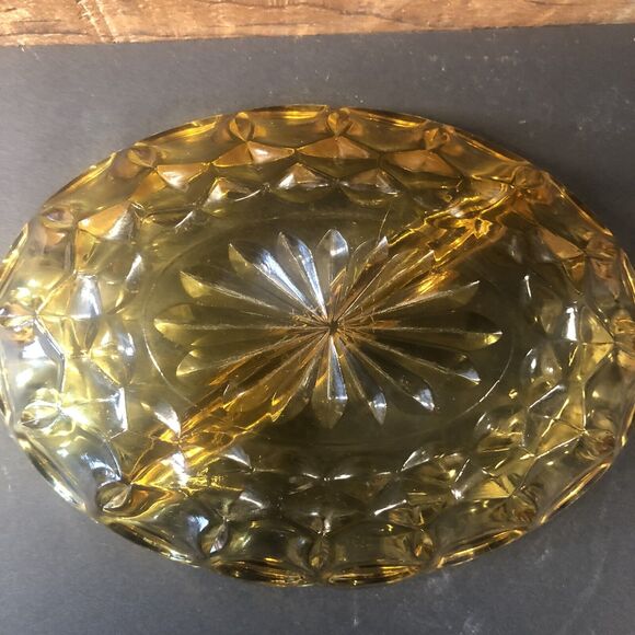 Amber Glass Anchor Hocking Fairfield Divided Oval Relish Dish Candy Nut Bowl - Picture 10 of 10